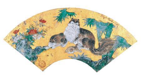 「扇面画貼」狩野宗秀筆＿これは折れ目がないので、実際使われたものではなくて、注文を受けるための見本のようなものだったかもしれないと山下裕二・明治学院大教授は説明する（提供写真）