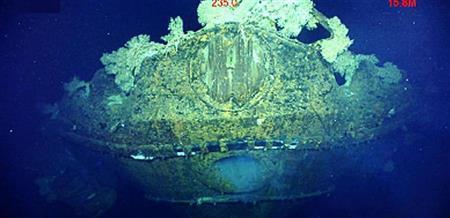 ポール・アレン氏が短文投稿サイト「ツイッター」に掲載した、戦艦武蔵としている船首部分（共同）