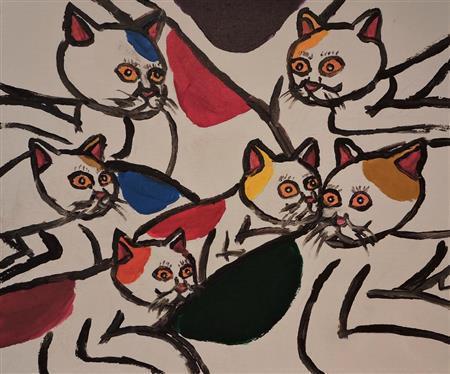 佐々木卓也作「ねこともだち」（提供写真）