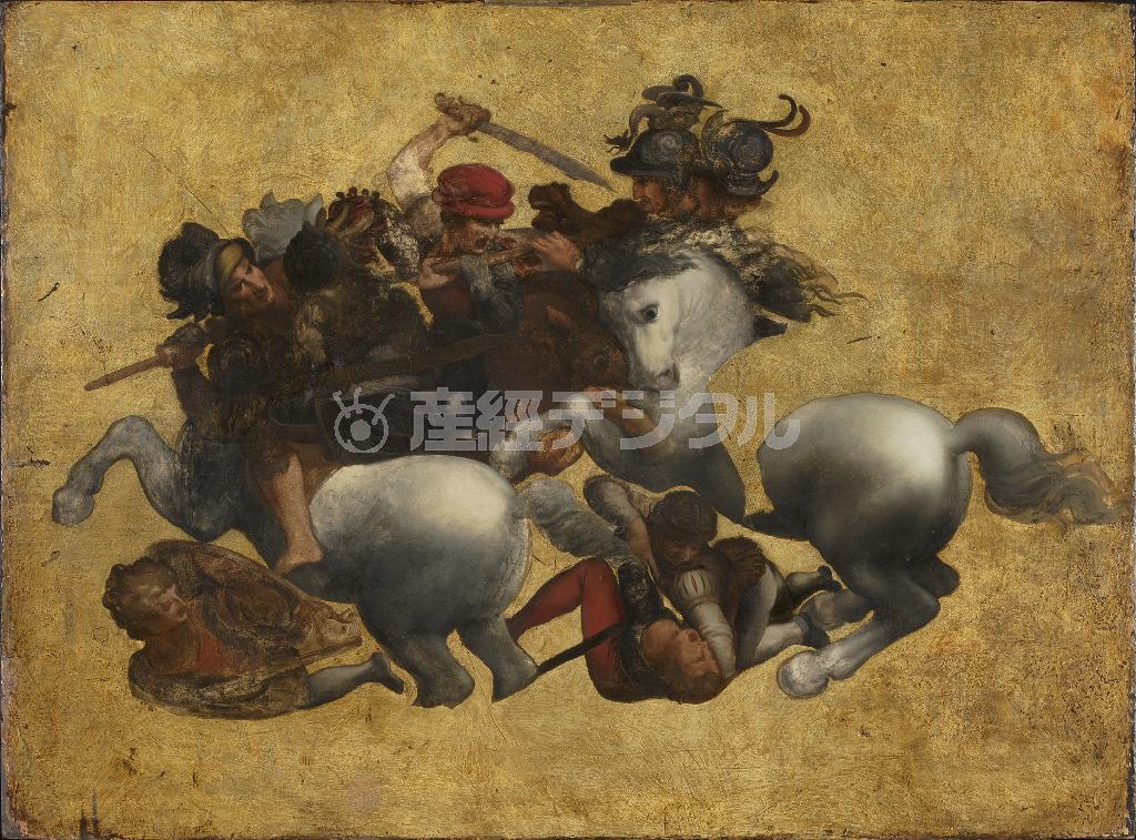 １６世紀の画家《アンギアーリの戦い（タヴォラ・ドーリア）》１６世紀＿油彩／板＿ウフィツィ美術館蔵（東京富士美術館より寄贈）８５．０×１１５．０（提供写真）