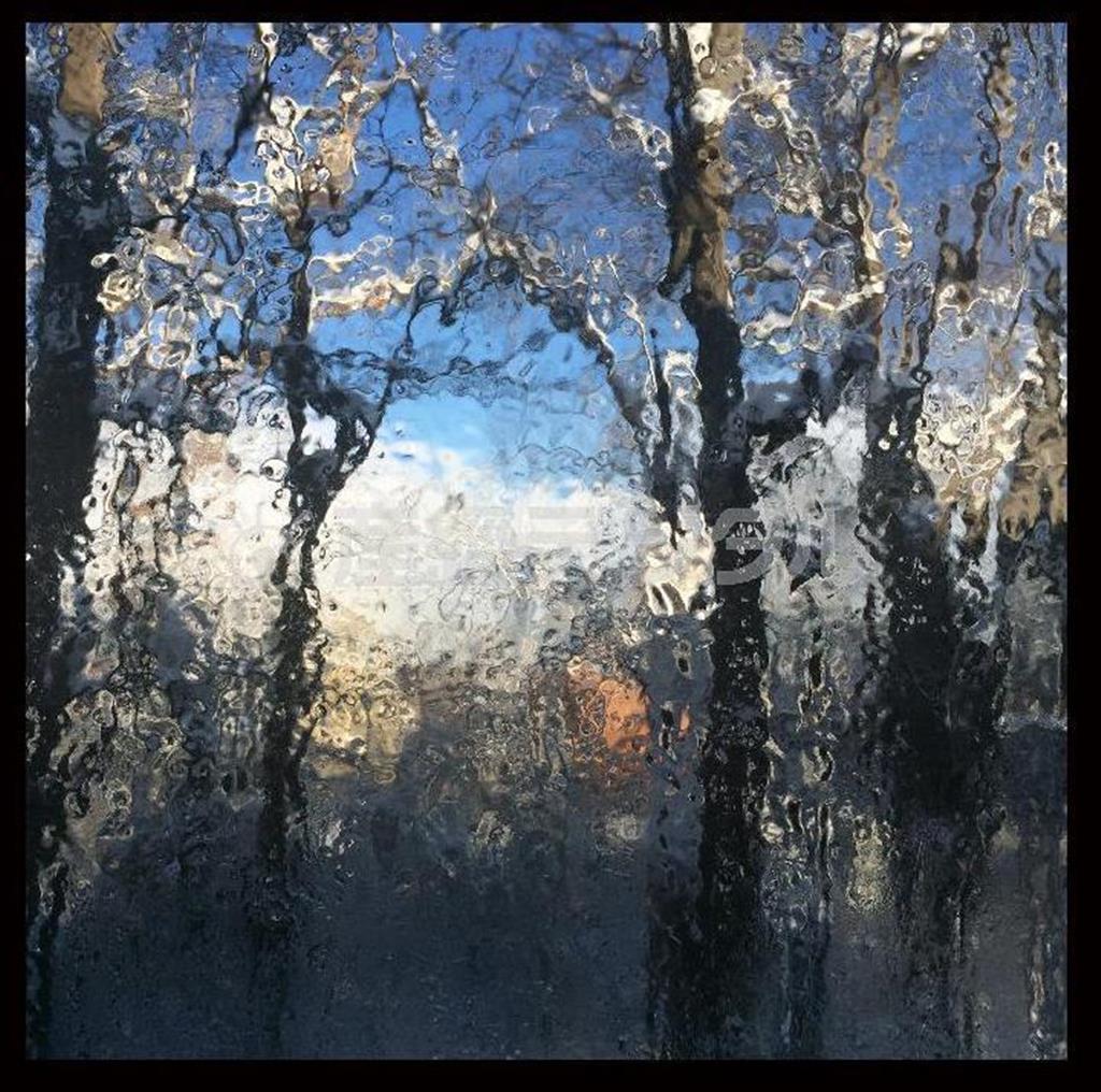 暖冬の札幌といえ、この日は氷点下１０度まで下がった。室内温度と外気温度の違いで結露という現象が窓に起こるのだが、寒いために二重窓の外側は凍てついていた。結露した氷が室温で少し溶けかかり、それを通して撮影すると不思議なフィルタをかけたようだ。まるで油絵のような質感ある写真となった＝２０１５年１月２日、ｉＰｈｏｎｅ５ｓで（野口隆史さん撮影）