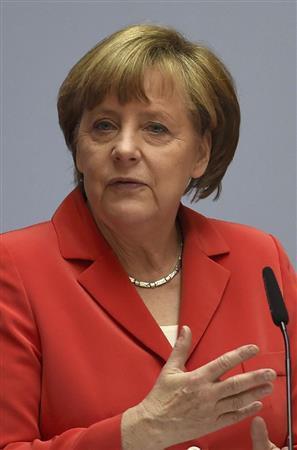 ドイツのアンゲラ・メルケル首相＝２０１５年５月１９日、ドイツ・首都ベルリン（ＡＰ）