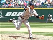 今季３勝目を飾ったヤンキースの田中将大（まさひろ）＝２０１５年６月３日、米ワシントン州シアトルのセーフコ・フィールド（リョウ薮下撮影）