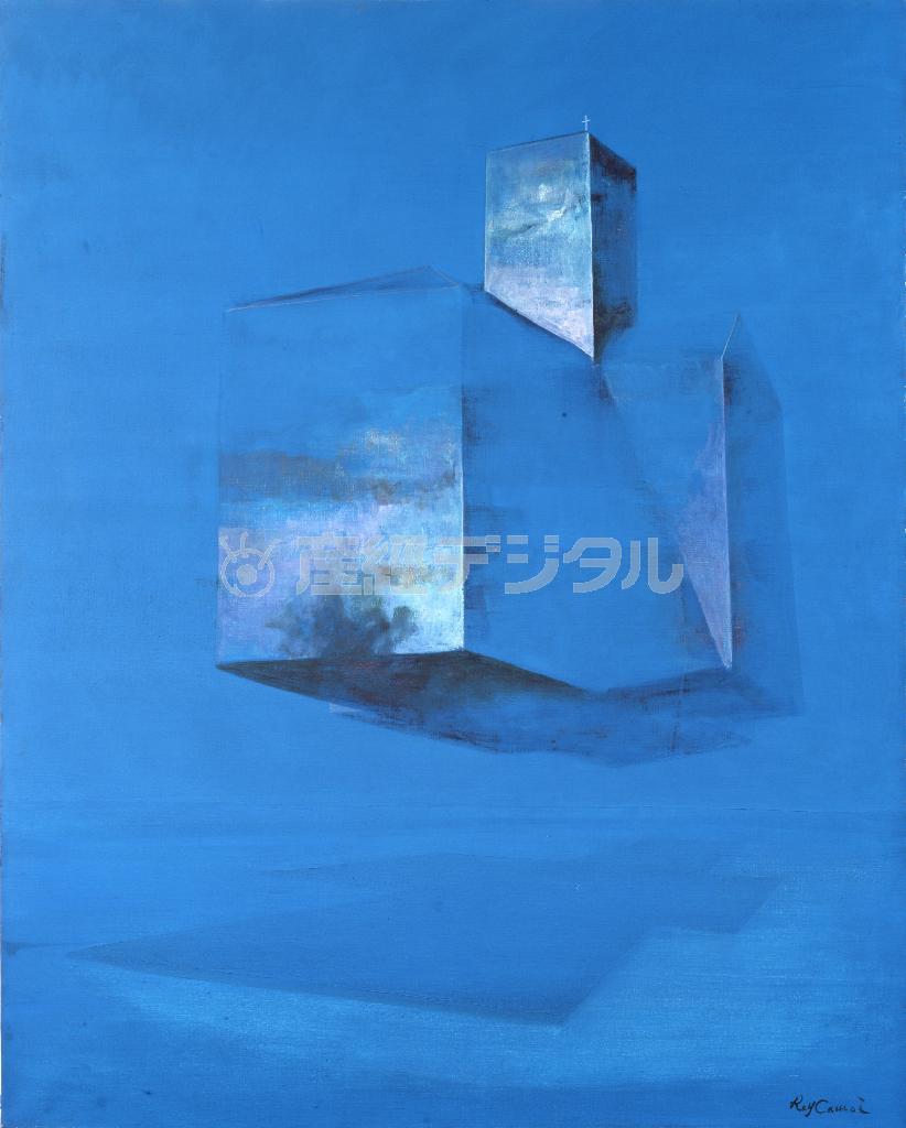 鴨居玲「教会」（１９７６年、油彩・カンバス、１６２×１３０．７ｃｍ、（公財）ひろしま美術館、提供写真）