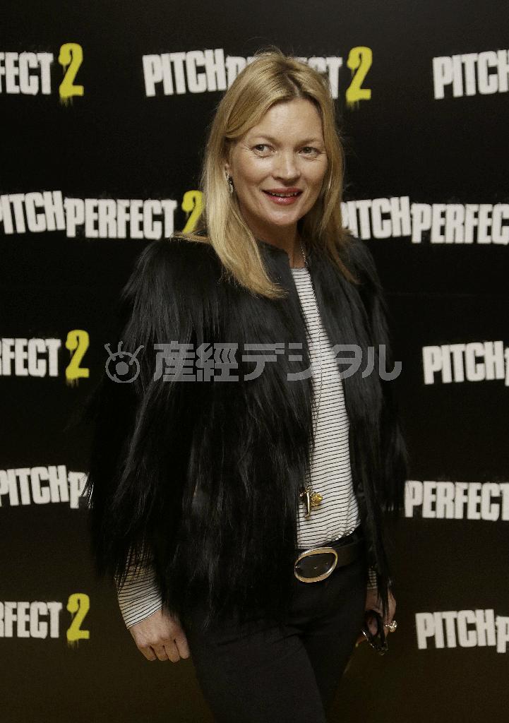 英モデル、ケイト・モスさん＝２０１５年４月３０日、英国・首都ロンドン（ＡＰ）