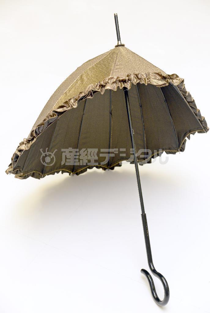 アシンメトリーで晴雨兼用のＤｉ＿Ｃａｓａｒｅ＿Ｄｅｓｉｇｎｓの傘（１万９０００円）。柄の形もおしゃれ＝２０１５年６月３日、東京都中央区銀座（寺河内美奈撮影）