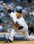 ナショナルズ戦に先発し、７回１失点で４勝目を挙げたヤンキース・田中将大（まさひろ）＝２０１５年６月９日、米ニューヨーク（共同）