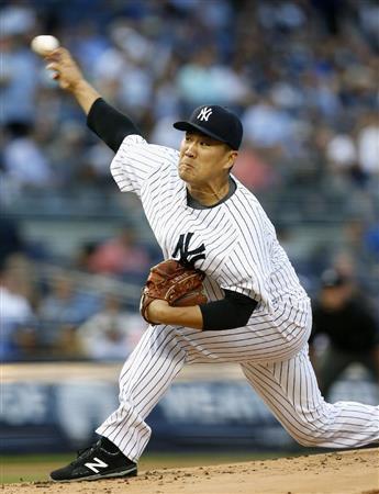 ナショナルズ戦に先発し、７回１失点で４勝目を挙げたヤンキース・田中将大（まさひろ）＝２０１５年６月９日、米ニューヨーク（共同）