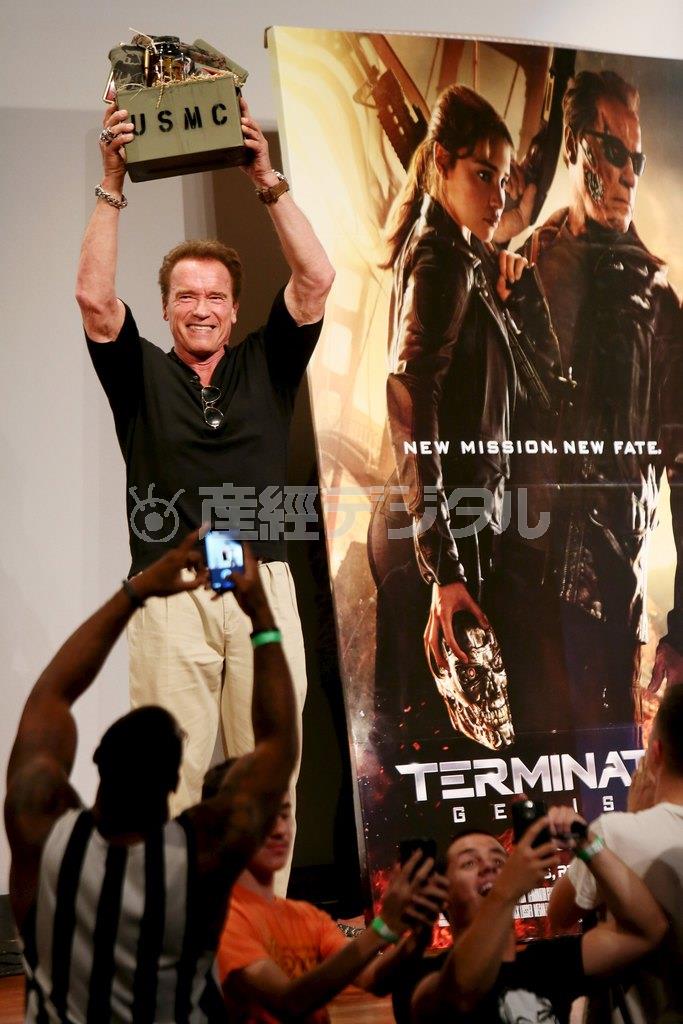 米俳優、アーノルド・シュワルツェネッガーさん＝２０１５年６月１４日、米カリフォルニア州のペンドルトン海兵隊基地（ロイター）