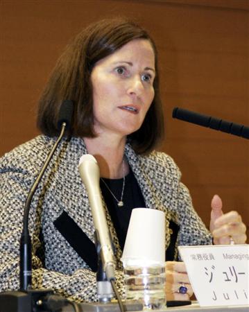 麻薬密輸容疑で逮捕された、トヨタ常務役員のジュリー・ハンプ容疑者＝４月３日、名古屋市