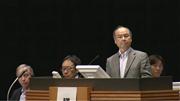 株主総会で経営方針を説明する孫正義ソフトバンク社長（同社公式サイトの動画配信より）