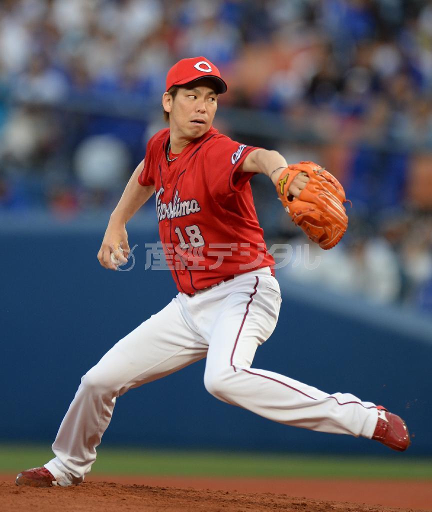 広島先発の前田健太＝２０１５年６月１９日、神奈川県横浜市中区・横浜スタジアム（今野顕撮影）