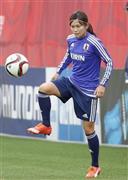 イングランド戦に向け調整する川澄奈穂美（なほみ）＝２０１５年６月３０日、カナダ・アルバータ州エドモントン（共同）