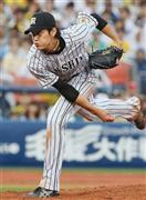 ８回１失点で７勝目を挙げた阪神・藤浪晋太郎＝２０１５年７月５日、神奈川県横浜市中区・横浜スタジアム（共同）