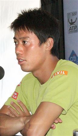 テニスのシティ・オープンへの意気込みを語る錦織圭（にしこり・けい）＝２０１５年８月３日、米国・首都ワシントン（共同）