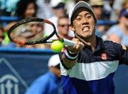 逆転勝ちで男子シングルス決勝進出を決めた錦織圭（にしこり・けい）＝２０１５年８月８日、米国・首都ワシントン（共同）
