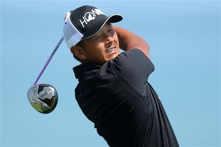 １６番でティーショットを放つ岩田寛。メジャー最少タイのスコアをマークした＝２０１５年８月１４日、米ウィスコンシン州コーラー（ＵＳＡ＿ＴＯＤＡＹ）