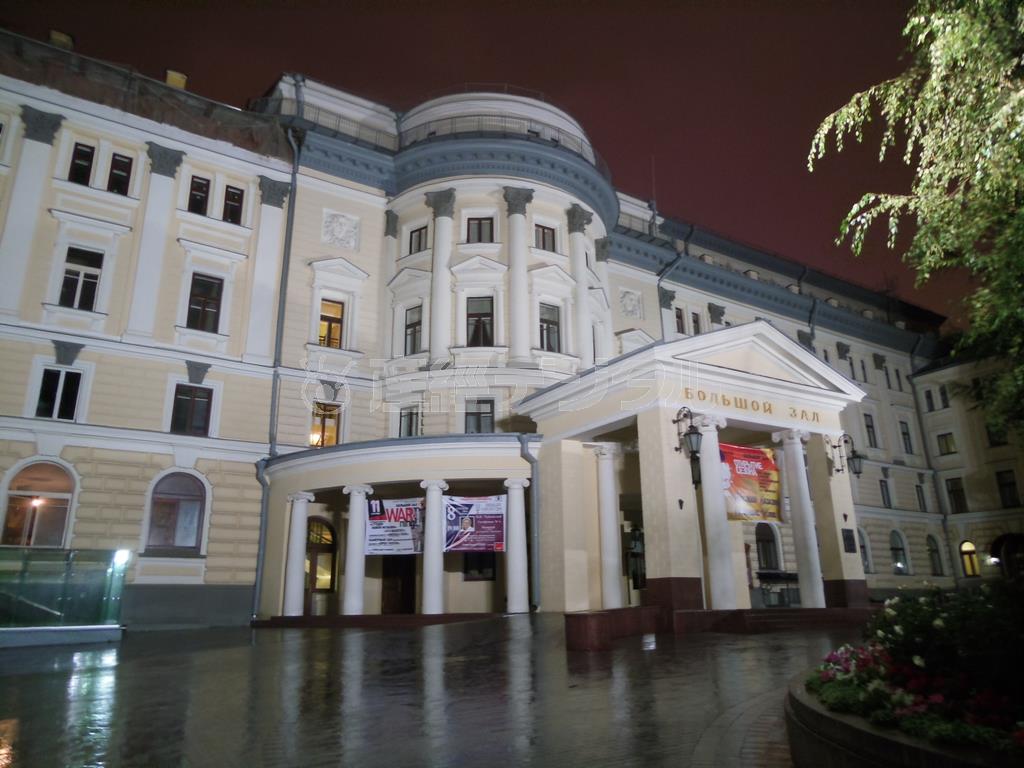 火事が発生したピアノ部門の会場「チャイコフスキー記念モスクワ音楽院」＝２０１５年８月１３日、ロシア・首都モスクワ（黒川信雄撮影）