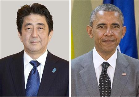 安倍晋三首相、オバマ米大統領（ＡＰ）