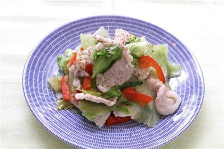 豚肉とレタスの塩炒め。※２２９ｋｃａｌ、塩分１．１グラム（１人分）