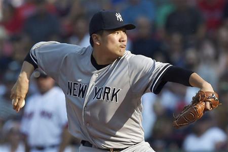 １１勝目を挙げたヤンキース・田中将大（まさひろ）＝２０１５年９月２日、米マサチューセッツ州ボストン（共同）