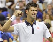 男子シングルス４回戦で勝利し、全米オープンで９年連続となるベスト８進出を果たしたノバク・ジョコビッチ＝２０１５年９月６日、米ニューヨーク（共同）