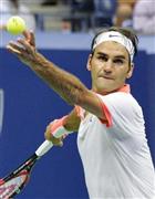 男子シングルスで準決勝に進出したロジャー・フェデラー＝２０１５年９月９日、米ニューヨーク（共同）