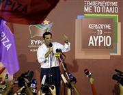 ギリシャ・アテネで、支持者を前に演説する与党、急進左派連合（ＳＹＲＩＺＡ）のチプラス前首相＝２０日（ロイター＝共同）