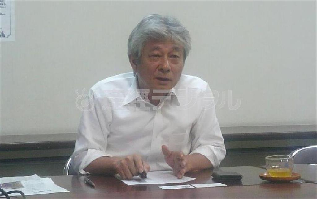 「いい会社とは限りなく前進する会社」と語る太陽の社長、久松朋水さん＝２０１５（平成２７）年、高知県高知市（慶応大学、日沖翔大撮影）