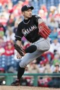 夢だった大リーグ初登板を果たしたイチロー＝２０１５年１０月４日、米ペンシルベニア州フィラデルフィア（共同）
