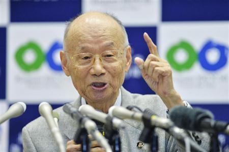 ノーベル医学・生理学賞に決まり、記者会見する大村智（さとし）・北里大特別栄誉教授＝２０１５年１０月５日夜、東京都港区（共同）