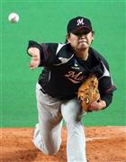 ロッテ先発の涌井秀章は粘りの投球で流れを呼び込んだ＝２０１５年１０月１２日、北海道札幌市豊平区の札幌ドーム（小倉元司撮影）