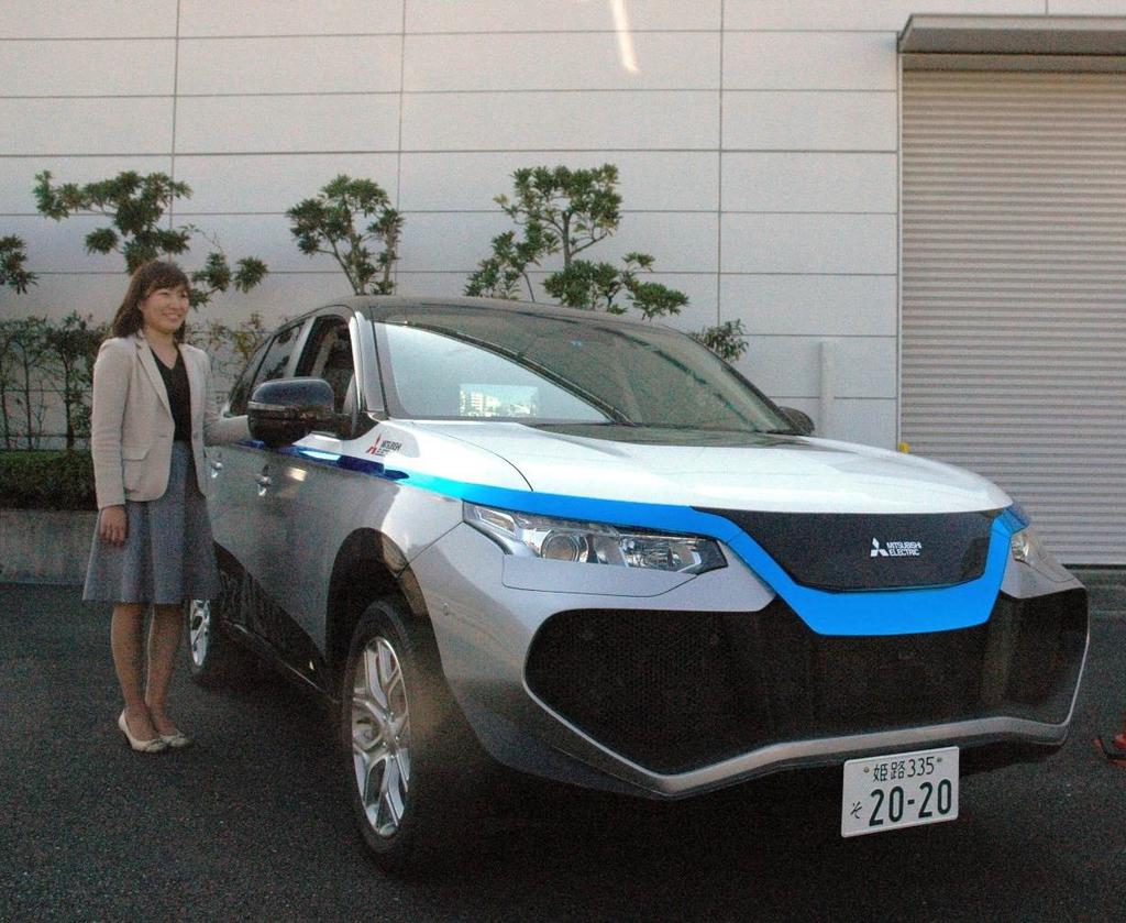 三菱電機が公開した自動運転のコンセプトカー＝１４日、神奈川県鎌倉市（宇野貴文撮影）