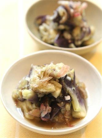 ナスのゆずこしょうあえ。※２５ｋｃａｌ、塩分０．５グラム（１人分）