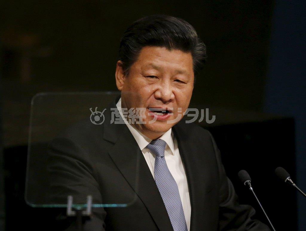 国連総会に出席した中国の習近平国家主席。国賓として訪問する英国に賛辞を贈っている＝２０１５年９月２８日、米ニューヨーク（ロイター）