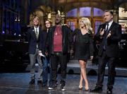 米コメディアン、トレイシー・モーガンさん（中央）＝２０１５年１０月１７日、米ニューヨーク（ＡＰ）