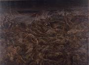 《アッツ島玉砕》１９４３年＿東京国立近代美術館（無期限貸与）。油彩・キャンバス１９３．５×２５９．５ｃｍ（提供写真）。（Ｃ）Ｆｏｎｄａｔｉｏｎ＿Ｆｏｕｊｉｔａ／ＡＤＡＧＰ，Ｐａｒｉｓ＿＆＿ＪＡＳＰＡＲ，Ｔｏｋｙｏ，２０１５＿Ｇ０１９０