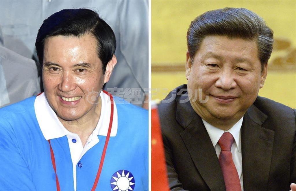 台湾の馬英九総統（左）と中国の習近平国家主席（ＡＰ）