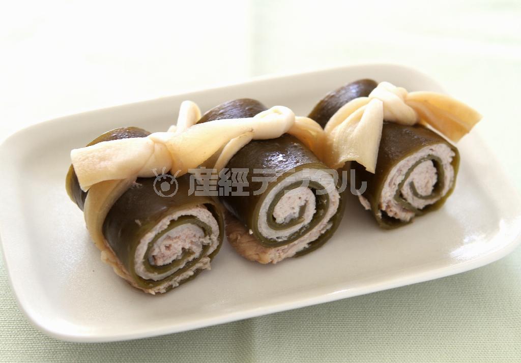 豚肉のコンブ巻き。※１０１ｋｃａｌ、塩分０．６グラム（１切れ）