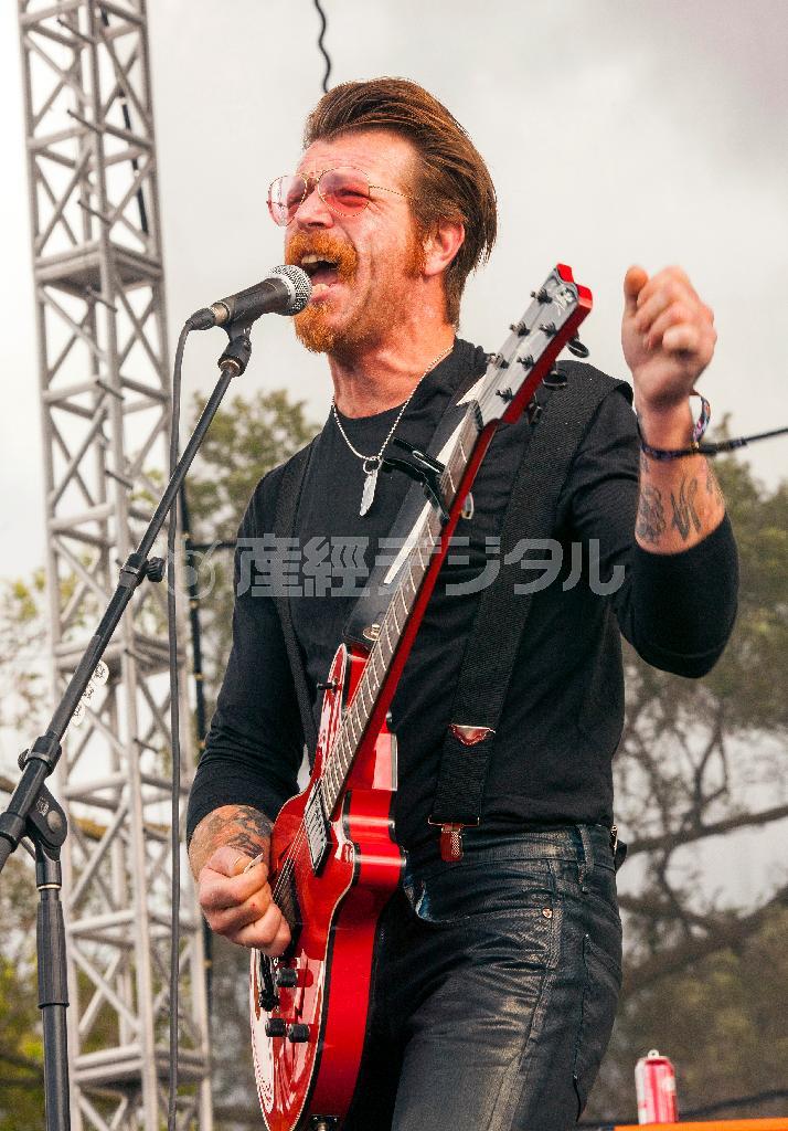 米ロックバンド「イーグルス・オブ・デス・メタル」のリーダー、ジェシー・ヒューズさん＝２０１５年９月１１日、米イリノイ州シカゴ（ＡＰ）