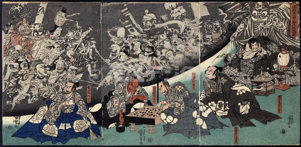 「源頼光公館土蜘作妖怪図」（みなもとらいこうこう＿やかたつちぐも＿ようかいをなすず）歌川国芳（提供写真）