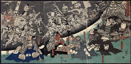 「源頼光公館土蜘作妖怪図」（みなもとらいこうこう＿やかたつちぐも＿ようかいをなすず）歌川国芳（提供写真）