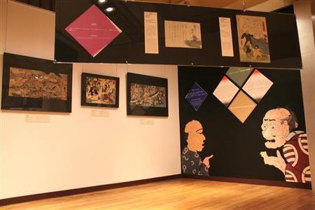 展示風景、１１月２８日は木版画ワークショップもある＝２０１５年１１月１４日、京都市中京区（提供写真）