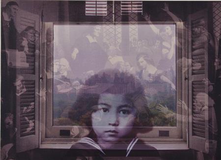 オノ・ヨーコ《ＦＲＯＭ＿ＭＹ＿ＷＩＮＤＯＷ：Ｓａｌｅｍ＿１６９２》２００２年、顔料／カンヴァス、個人蔵（提供写真）。（Ｃ）ＹＯＫＯ＿ＯＮＯ＿２０１５。Ｙｏｋｏ＿Ｏｎｏ，ＦＲＯＭ＿ＭＹ＿ＷＩＮＤＯＷ：Ｓａｌｅｍ＿１６９２，２００２，Ｐｉｇｍｅｎｔ＿ｏｎ＿ｓｔｒｅｔｃｈｅｄ＿ｃａｎｖａｓ，Ｐｒｉｖａｔｅ＿Ｃｏｌｌｅｃｔｉｏｎ。（Ｃ）ＹＯＫＯ＿ＯＮＯ＿２０１５