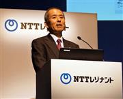説明する若井昌宏ＮＴＴレゾナント社長＝８日、東京都港区（柳原一哉撮影）