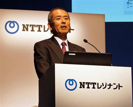 説明する若井昌宏ＮＴＴレゾナント社長＝８日、東京都港区（柳原一哉撮影）