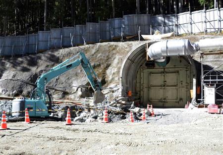 リニア中央新幹線のトンネル工事に向け準備が進む山梨県早川町の現場＝１１月２８日