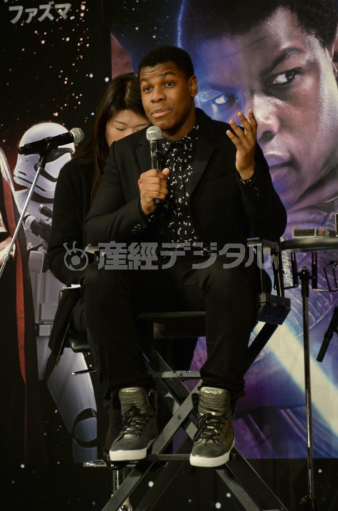 Ｊ．Ｊ．エイブラムス監督に抜擢された初来日のジョン・ボイエガさん＝２０１５年１２月１１日午後、千葉県浦安市（宮川浩和撮影）