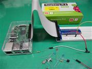 ラズベリーパイ（左）は電子部品をブレッドボード（右）に接続してプログラムの実証を行う