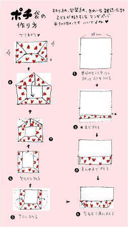 ポチ袋の作り方（平松昭子さん提供）。ｈｔｔｐ：／／ｋｉｍｏｎｏｓｎａｃｋ．ｂｌｏｇｓｐｏｔ．ｃｏｍ
